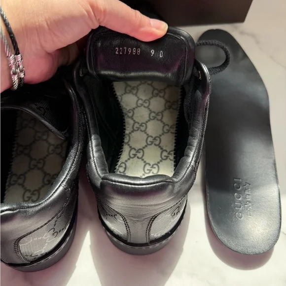 Gucci Black Monogram Sneakers AUTHENTIC - Picture 14 of 14